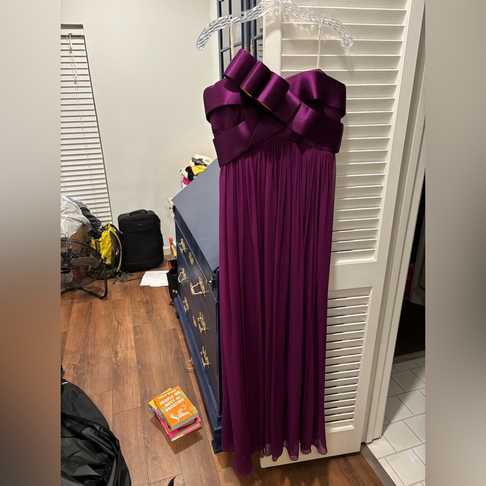 Marchesa Deep Purple Satin Dress